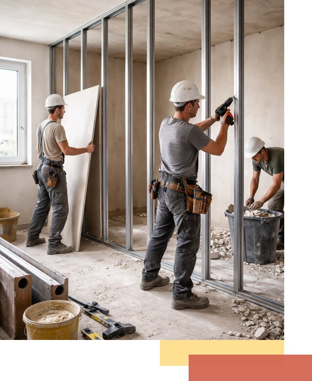 Перенос гипсокартонной перегородки в Холмске профессионально и быстро