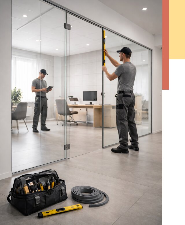 Цельностеклянные перегородки под ключ в Холмске от 9757 руб. — монтаж и цены | ОТДЕЛОЧНИК-Хлм