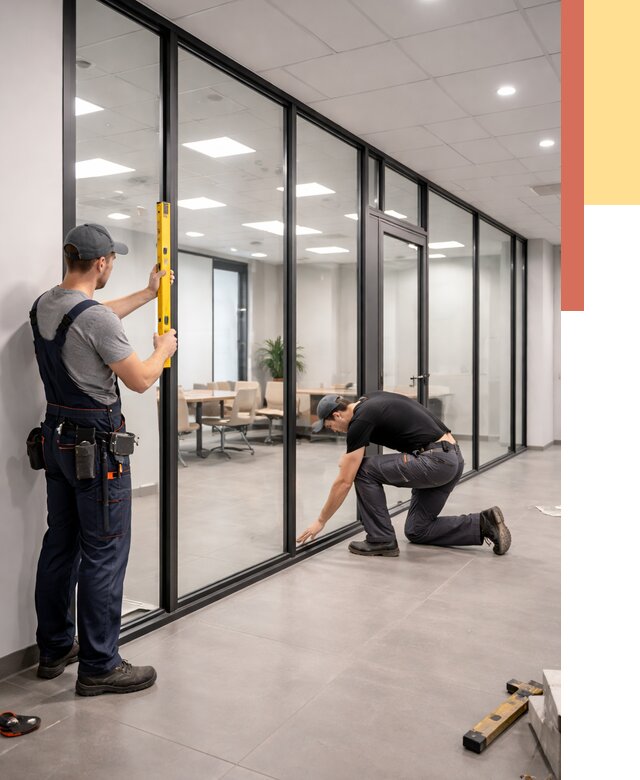 Каркасные стеклянные перегородки в Холмске под ключ от 9449 руб. | ОТДЕЛОЧНИК-Хлм