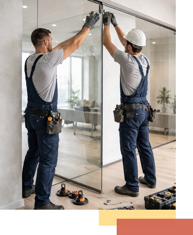 Безрамные стеклянные перегородки под ключ в Холмске