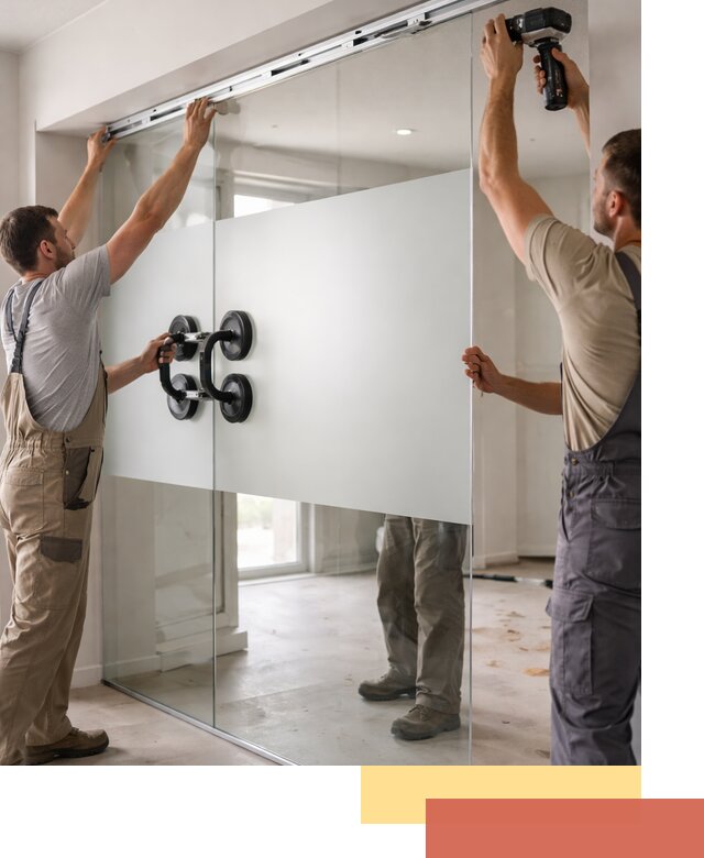 Матовые стеклянные перегородки под ключ в Холмске