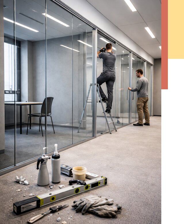 Стеклянные офисные перегородки в Холмске от 8730 руб. — монтаж и установка | ОТДЕЛОЧНИК-Хлм