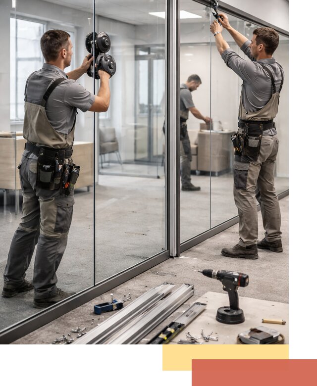 Стеклянные офисные перегородки под ключ в Холмске