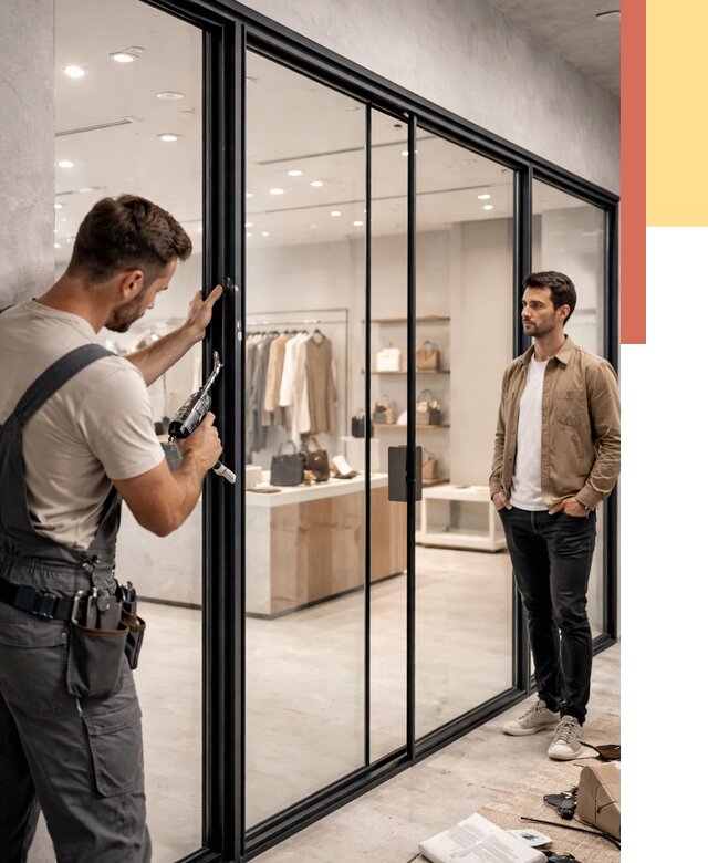 Стеклянные перегородки для магазинов в Холмске от 8422 руб. под ключ | ОТДЕЛОЧНИК-Хлм