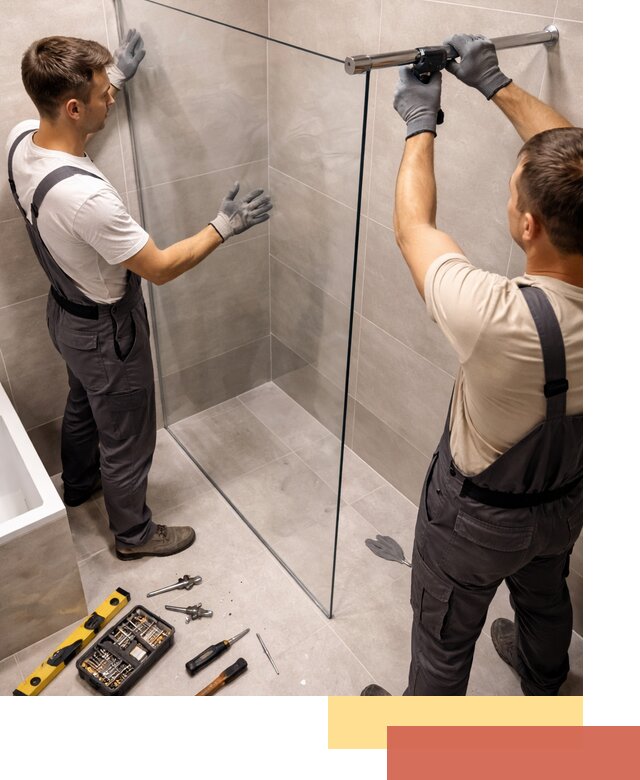 Стеклянные перегородки для душа в Холмске — изготовление и монтаж