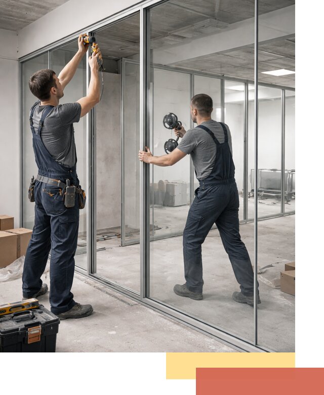 Алюминиевые перегородки со стеклом в Холмске — изготовление и монтаж