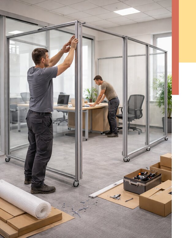 Мобильные офисные перегородки в Холмске от 12839 руб. — установка под ключ | ОТДЕЛОЧНИК-Хлм