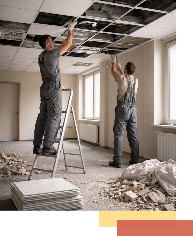 Демонтаж потолков Армстронг профессионально в Холмске