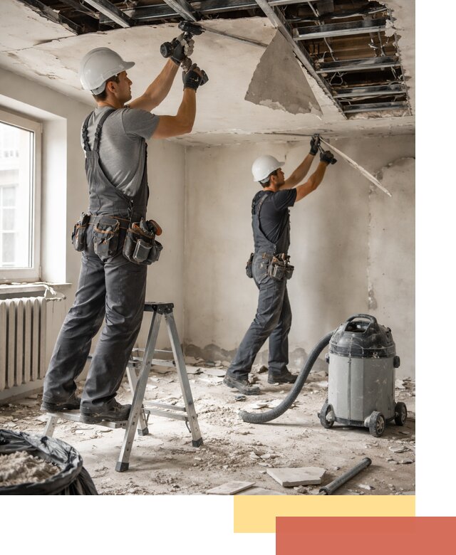 Демонтаж гипсокартонного потолка в Холмске быстро и аккуратно