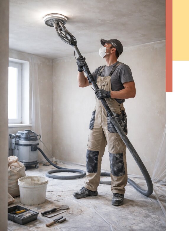 Шлифовка потолка в Холмске от 3595 руб. — услуги шлифования потолка | ОТДЕЛОЧНИК-Хлм