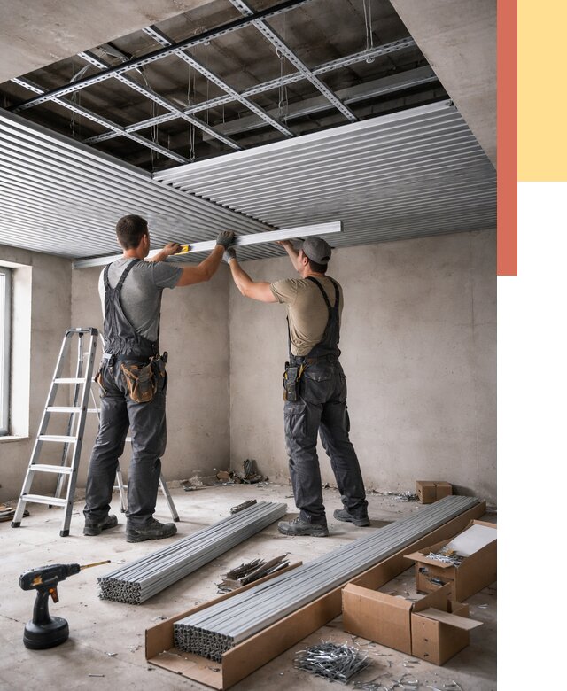 Монтаж реечного потолка в Холмске от 4622 руб. под ключ | ОТДЕЛОЧНИК-Хлм