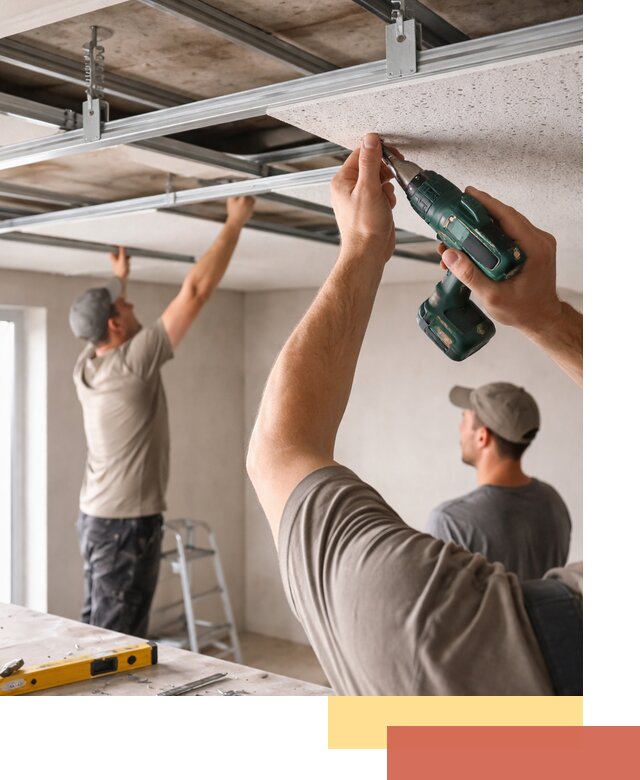 Монтаж акустического потолка в Холмске под ключ