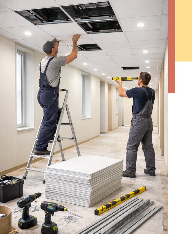 Ремонт потолка Армстронг в Холмске от 4622 руб. — быстро и недорого | ОТДЕЛОЧНИК-Хлм