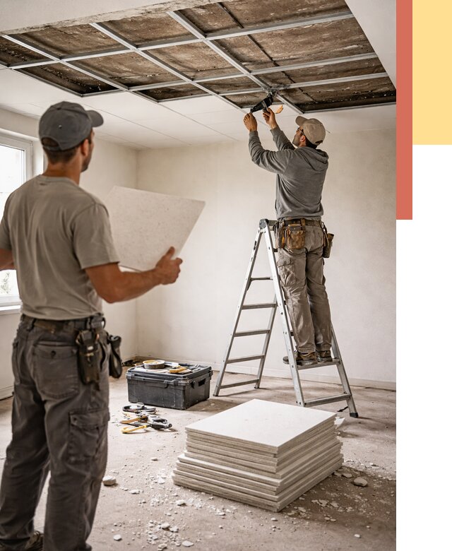 Замена плит подвесного потолка в Холмске от 1797 руб. быстро и недорого | ОТДЕЛОЧНИК-Хлм