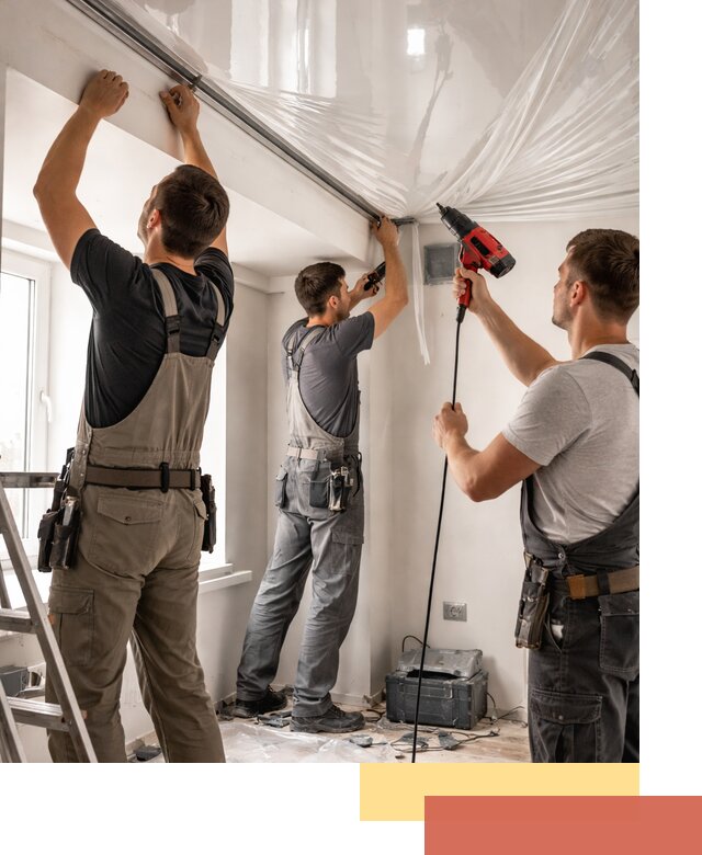 Монтаж глянцевого натяжного потолка в Холмске быстро и качественно