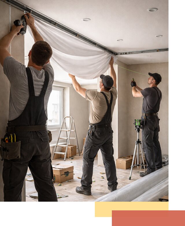 Монтаж парящего натяжного потолка под ключ в Холмске