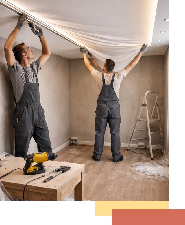 Монтаж натяжного потолка с подсветкой в Холмске цена и сроки