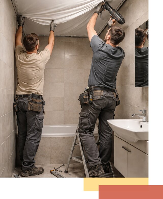 Монтаж натяжного потолка в ванной в Холмске быстро и качественно