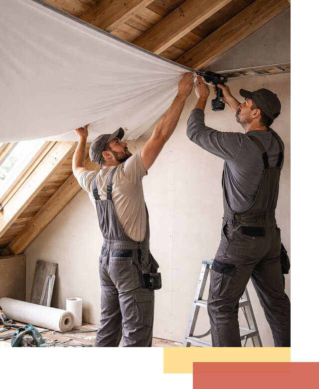 Монтаж натяжного потолка в мансарде в Холмске