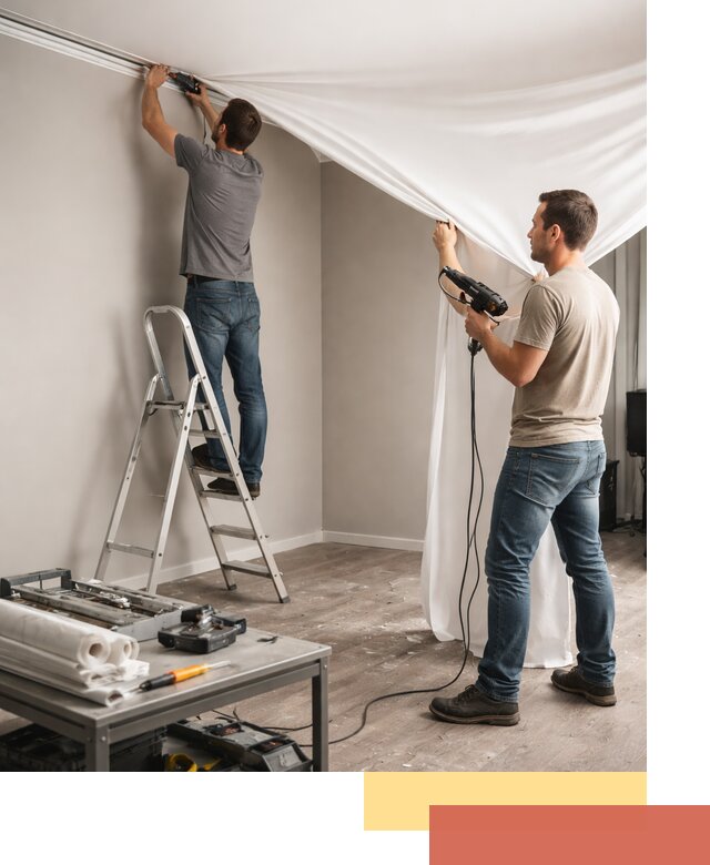 Монтаж натяжного потолка в студии в Холмске