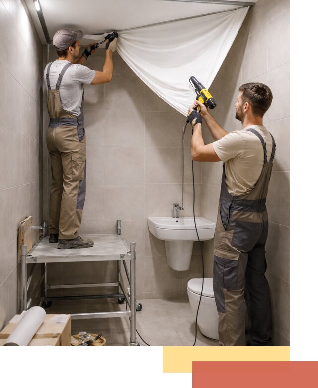 Монтаж натяжного потолка в санузле в Холмске