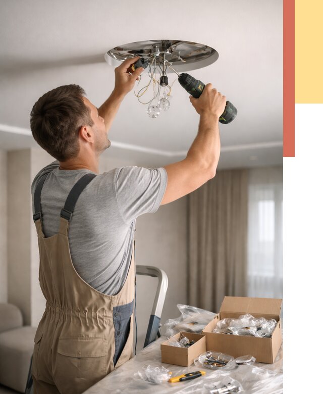 Установка люстры в натяжной потолок в Холмске от 1233 руб. | Быстро и недорого — ОТДЕЛОЧНИК-Хлм