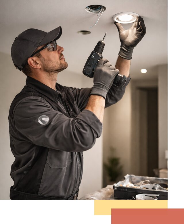 Установка точечных светильников в натяжной потолок в Холмске