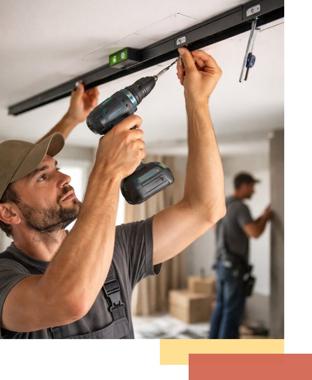 Установка трековых светильников в натяжной потолок в Холмске