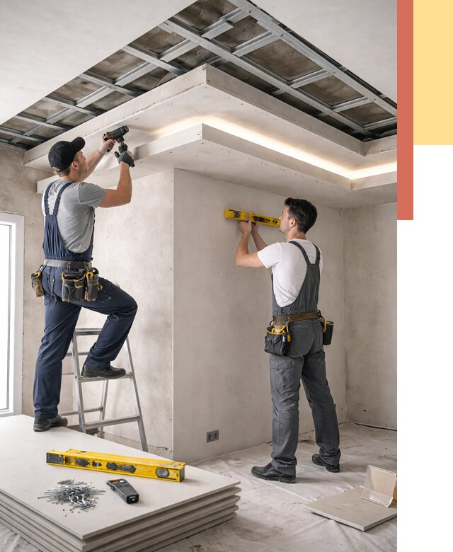 Двухуровневый потолок из гипсокартона в Холмске от 1489 руб. под ключ | ОТДЕЛОЧНИК-Хлм