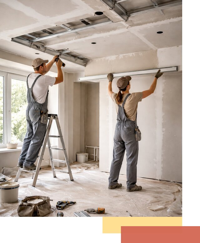 Монтаж многоуровневого потолка из гипсокартона в Холмске