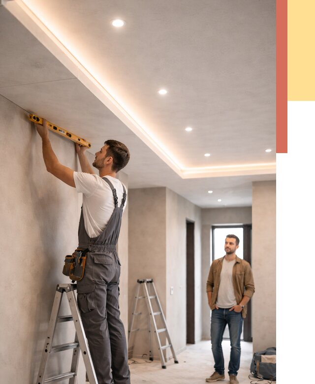 Потолок из гипсокартона с подсветкой в Холмске от 770 руб./м2 под ключ | ОТДЕЛОЧНИК-Хлм