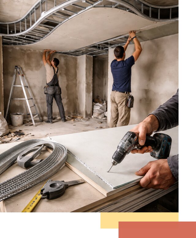 Криволинейный потолок из гипсокартона в Холмске — монтаж и отделка