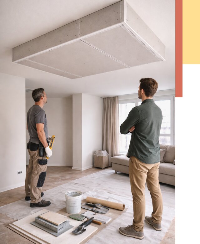 Короб на потолке из гипсокартона в Холмске от 2260 руб. — монтаж и услуги под ключ | ОТДЕЛОЧНИК-Хлм