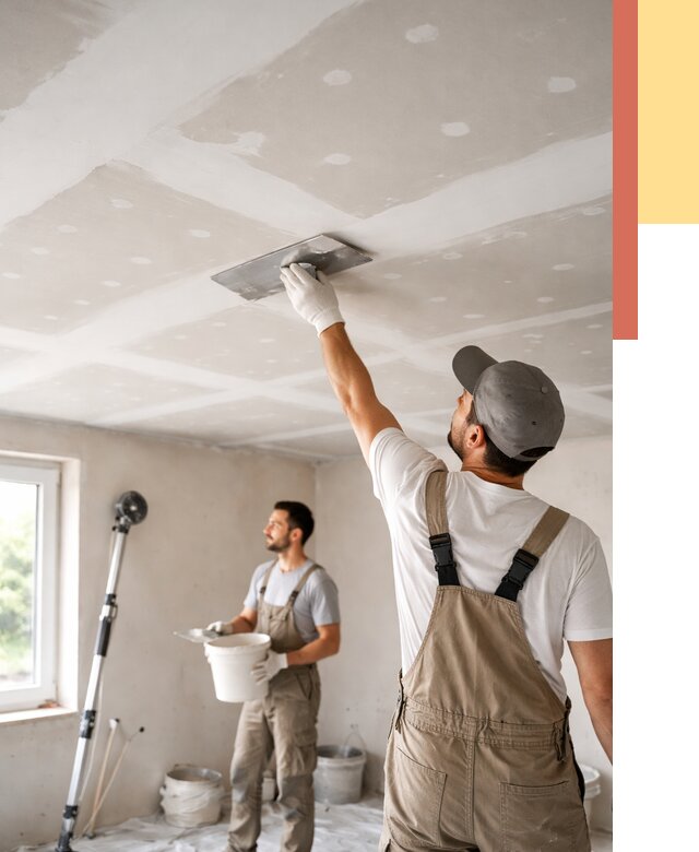 Шпаклевка потолка из гипсокартона в Холмске от 3287 руб./м2 — услуги под ключ | ОТДЕЛОЧНИК-Хлм
