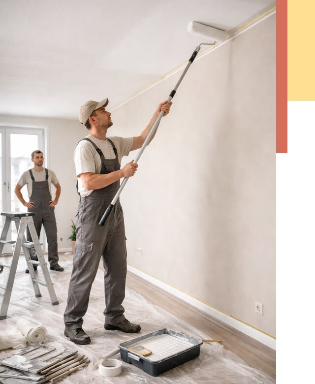 Покраска потолка из гипсокартона в Холмске от 4622 руб./м2 — услуги под ключ | ОТДЕЛОЧНИК-Хлм