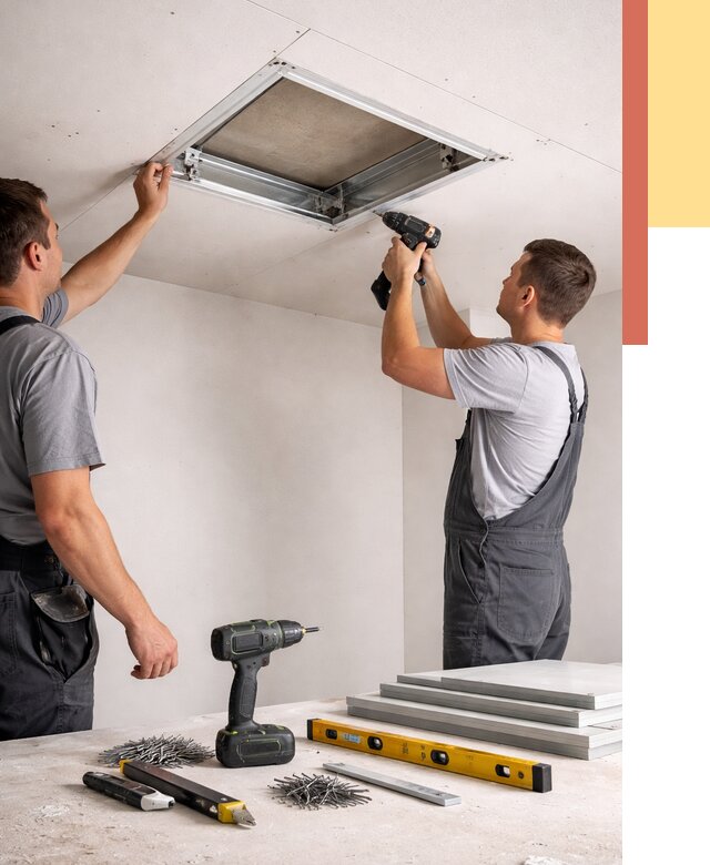 Установка люка в потолок ГКЛ в Холмске от 2568 руб. под ключ | ОТДЕЛОЧНИК-Хлм