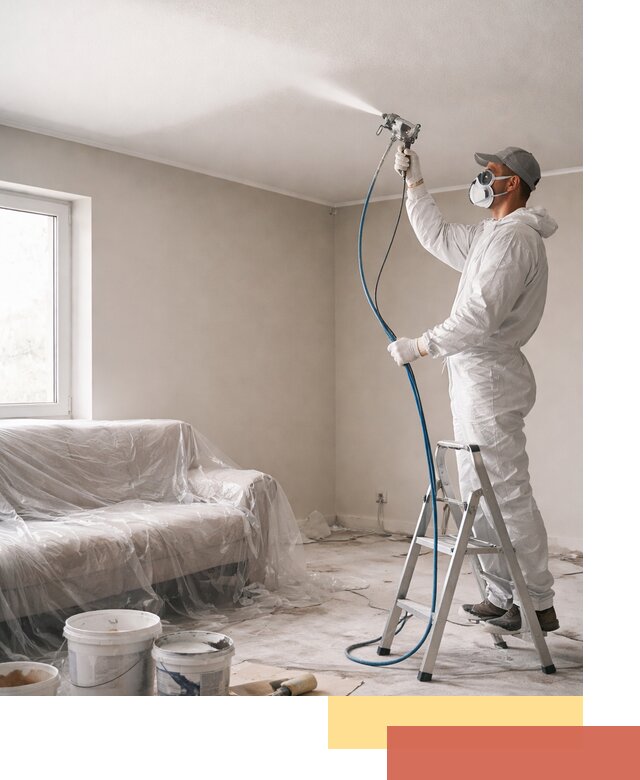 Покраска потолка краскопультом в Холмске быстро и качественно