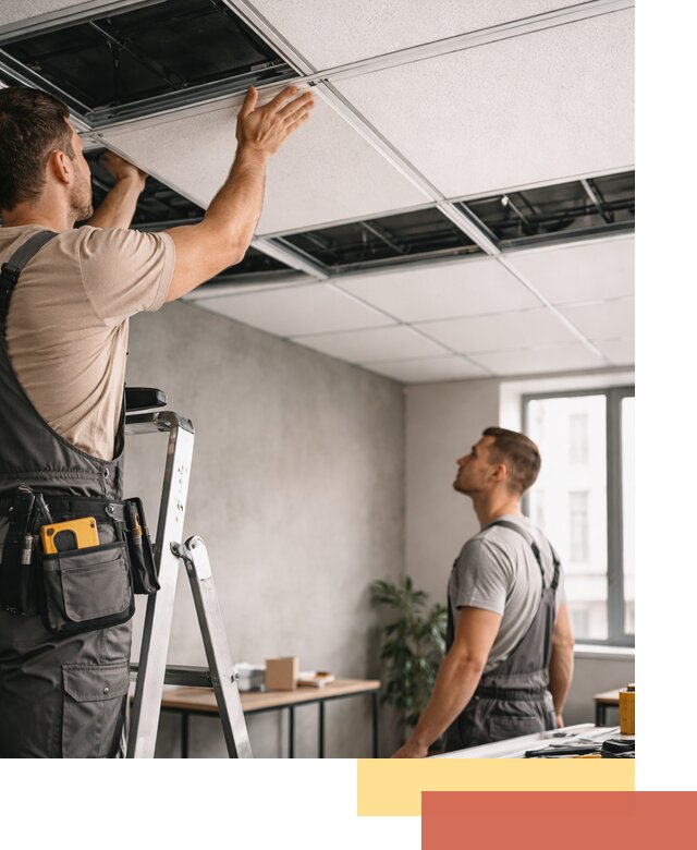 Монтаж потолочной плитки в Холмске качественно и в срок