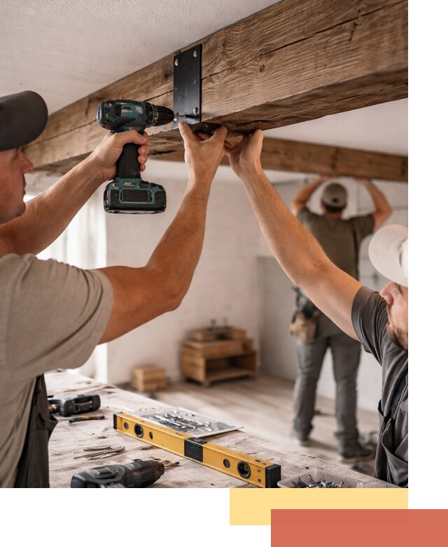 Монтаж декоративных потолочных балок в Холмске